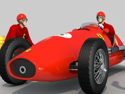Ferrari 500 F2 1952 and Team 3D model