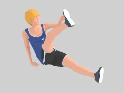 Leg Opposite Touch  Exercise woman Animation Low-poly 3D model