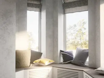 Cozy modern living room interior scene 3D model