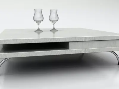 Table coffee with two glasses Low-poly 3D model