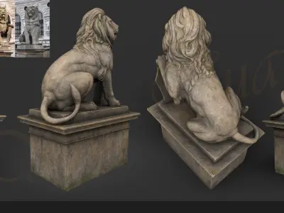 Lion Statue Low-poly 3D model