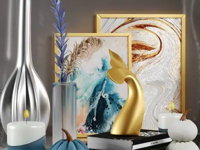 Decor Set No3 - by Clean Slate Scented Pillar Candle 3D model