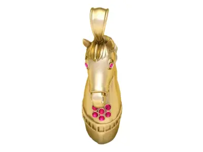 Golden Horse Head Pendant  Luxury Equestrian Jewelry 3D Model 3D print model