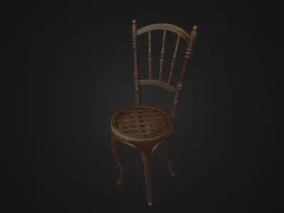 Old western style chair 03 Low-poly 3D model
