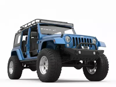 Custom Lifted 4 Door Jeep Wrangler Off-Road Low-poly 3D model