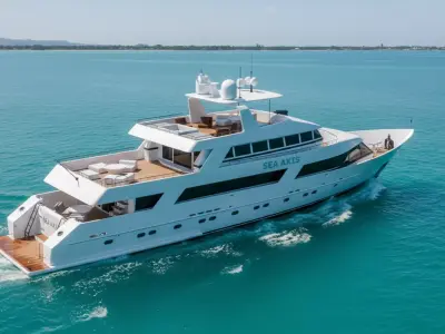 Sea Axis Luxury Motor Yacht White with Teak Decks 3D model 3D model