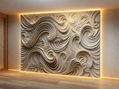 modern panel wall decor set relief stl mural CNC 172 3D model purchase
