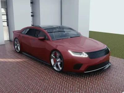 BLENDER EEVEE Brandless Mid Size 4 door sedan Low-poly 3D model purchase