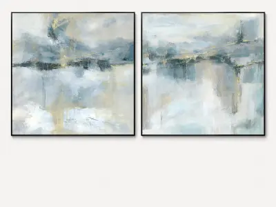 Plaster two square photo frames 57 Low-poly 3D model