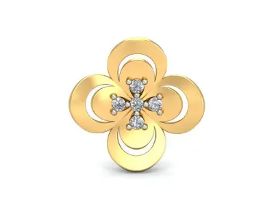 Earring 3dm STL OBJ FBX Render Details pair of gold flower st... 3D print model