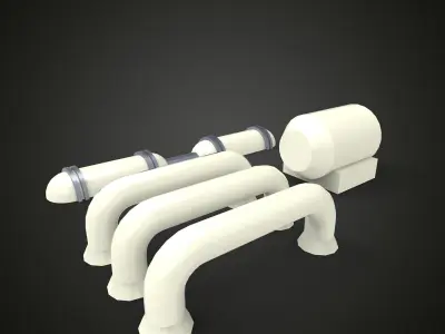 scifi exhaust pipe vessel 3D print model