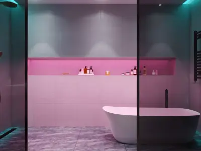 Bathroom modern with lighting 3D model