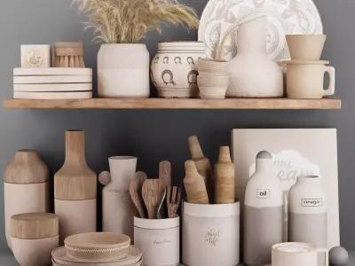 kitchenaccessori05 set of ceramics 3D model