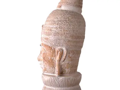Large Carved Head Buddha Lotus 3D model