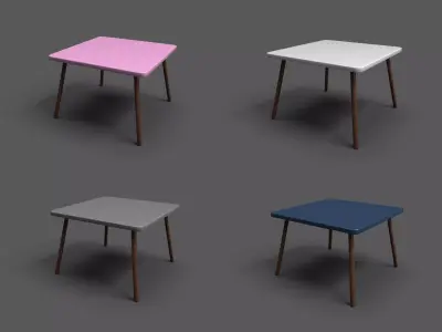 Squar Kids Table Low-poly 3D model