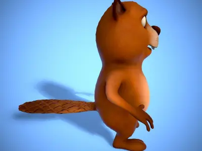 cartoon beaver Low-poly 3D model