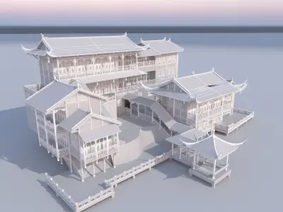Chinese ancient house  3D model 41