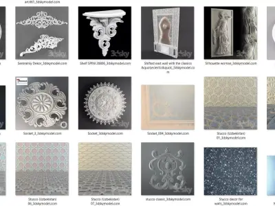 luxury 5 types of decorative designs 3D model