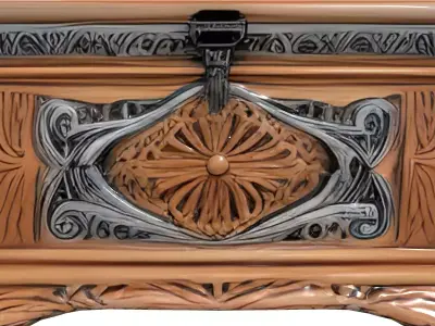 Ornate Carved Wooden Fantasy Box Low-poly 3D model