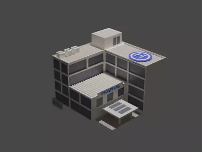 LOW POLY HOSPITAL BUILDING Low-poly 3D model buy