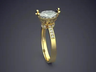 Luxury Ring With Oval Diamond CAD 3996 3D print model