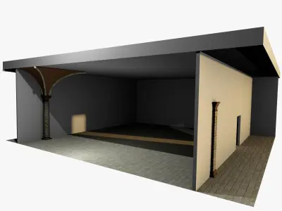 Vaulting 3-3    Romanic   750cm spaced   with thick curbs Low-poly 3D model