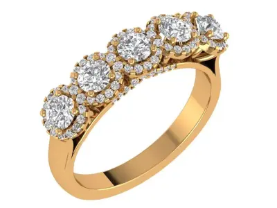 Round Halo  Diamond Ring 3D print model