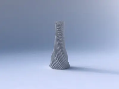 Vase twisted squeezed hexagon with wavy extruded lines 4 3D print model