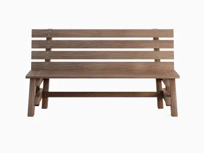 Wooden Outdoor Bench 01 3D model