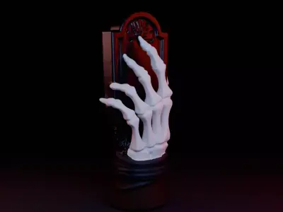 Skeleton Hand with Decorative Plaque 3D model