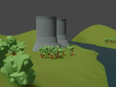 nuclear plant low poly Free low-poly 3D model