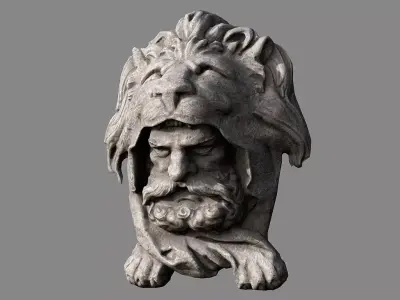 Lion hunter head Low-poly 3D model