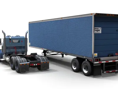 Peterbilt 359 industrial dry trailer Low-poly 3D model
