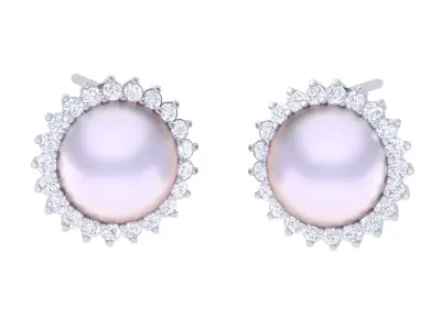 Women Pearl Earrings 3dm STL OBJ FBX Renders Details 3D print model