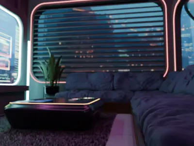 Cyberpunk Room Low-poly 3D model