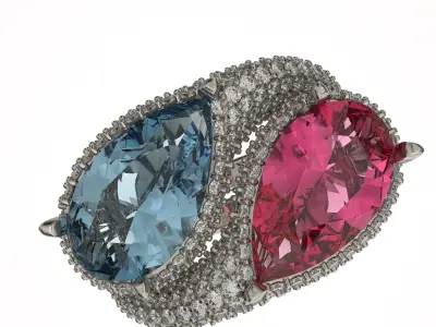 jewelry luxury ring with gem pear 12x7mm 2ct  Printable STL  3D print model