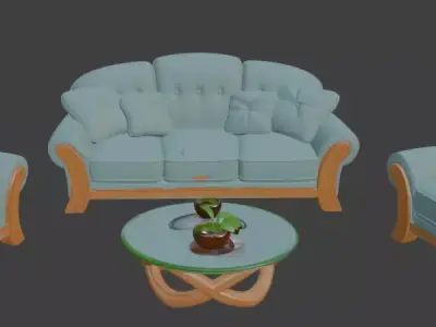 Cartoon sofa Set 3D model purchase