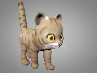 Kitty cartoon cat Low-poly 3D model