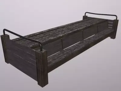 Wood Bench Low-poly 3D model