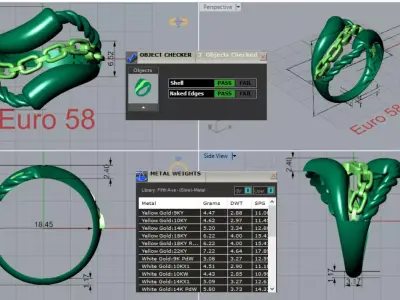 Chain Dance in Two-Tone Gold stl 3dm ring gr0142 3D print model