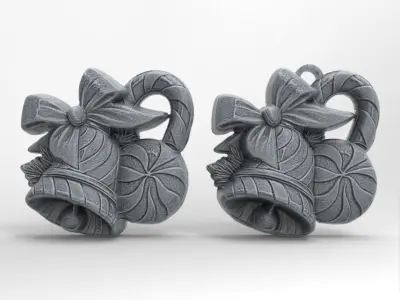 christmas bell and candy treedecor  3D print model