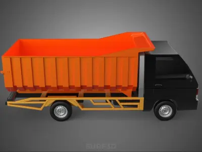 SMALL TIPPER DUMP TRUCK PICK UP HYDRAULIC CONTAINER CAR VEHICLE 3D model