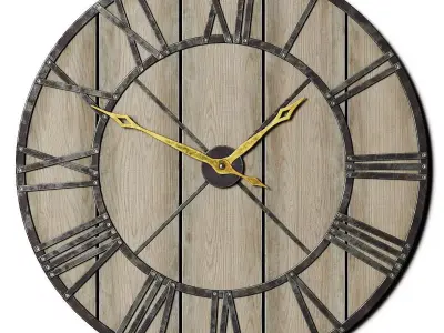 Decorative Rustic Wall Clock Low-poly 3D model