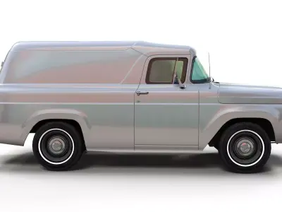 50s American panelvan truck  Low-poly 3D model