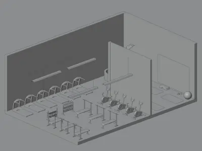 Fitness club Low-poly 3D model