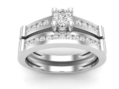 AV 635 Diamond Bridal Engagement Ring Set With Matching Band 3D print model