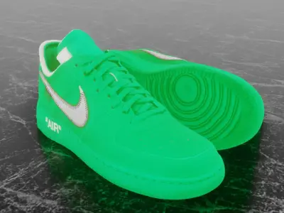 NIKE AIR FORCE 1 LOW OFF WHITE BROOKLYN 3D SHOES Low-poly 3D model