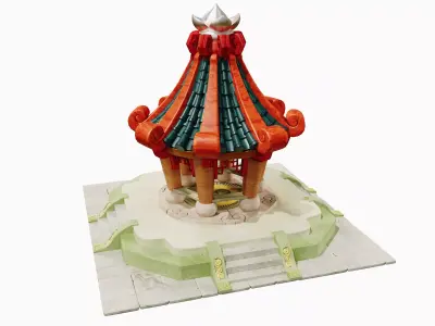Stylized Asian Pavilion Gazebo - Game-Ready Plaza Landmark 3D model