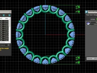 U Shaped Eternity Ring 3mm stone size swiss 10 and EU50 3D print model