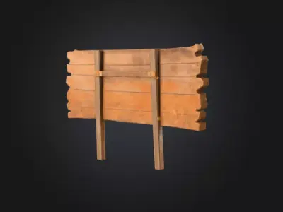 Rustic Wooden Signboard Low-poly 3D model